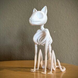 3D Printed Stylized Cat Skeleton - Spooky Decor